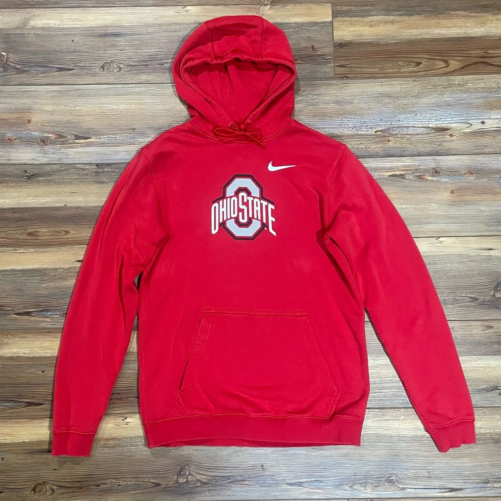 Nike Ohio State Buckeyes Red Athletic Fleece Hoodie Sweatshirt Women's Medium